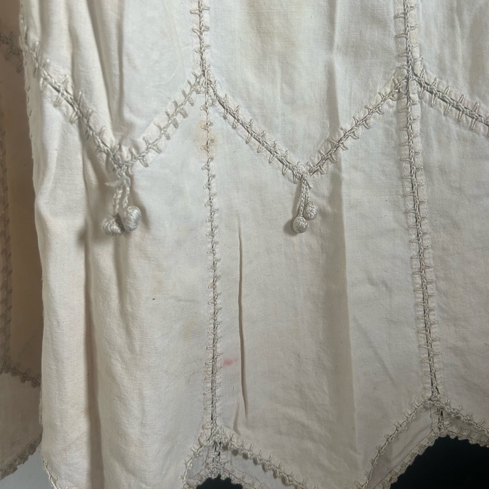 Vintage 70's Embellished Embroidered Crochet Cotton Skirt Size M/L - Picture 2 of 10